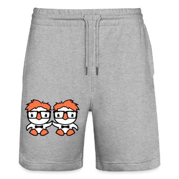 2 Vögel Nerd Geek schlau intelligent Hornbrille - Stanley/Stella Unisex Bio Joggingshorts Trainer  - Grau meliert - Vorne - Nik (191cm) & Marisol (170cm)