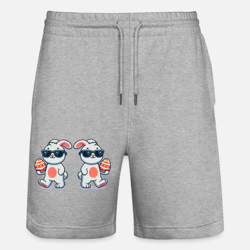 Easter Bunny Easter 2 - Stanley/Stella Trainer Unisex Organic Jogging Shorts - heather grey