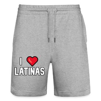 I love latinas - Stanley/Stella Trainer Unisex Organic Jogging Shorts - heather grey - Front - Nik (191cm) & Marisol (170cm)