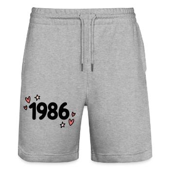 1986 Classic Vintage Retro Cute 80s - Stanley/Stella Trainer Unisex Organic Jogging Shorts - heather grey - Front - Nik (191cm) & Marisol (170cm)