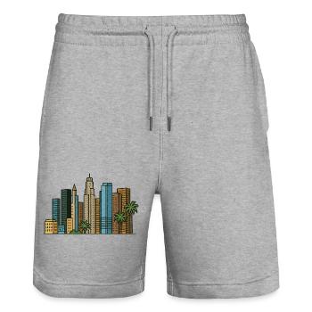 los angeles stadt - Stanley/Stella Unisex Bio Joggingshorts Trainer  - Grau meliert - Vorne - Nik (191cm) & Marisol (170cm)