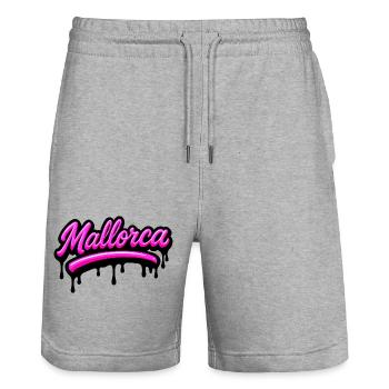 Mallorca Graffiti - Stanley/Stella Unisex Bio Joggingshorts Trainer  - Grau meliert - Vorne - Nik (191cm) & Marisol (170cm)