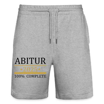Abitur 2025 100 prozent schwarz - Stanley/Stella Unisex Bio Joggingshorts Trainer  - Grau meliert - Vorne - Nik (191cm) & Marisol (170cm)