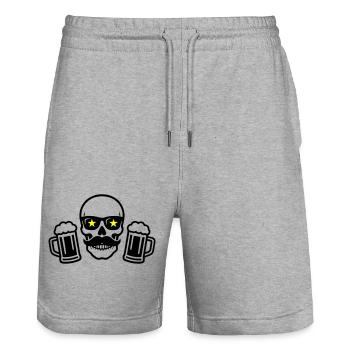Bière Skeleton Party - Short de jogging bio TRAINER Stanley/Stella unisexe - gris chiné - Devant - Nik (191cm) & Marisol (170cm)