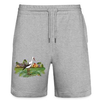 Cigogne - Short de jogging bio TRAINER Stanley/Stella unisexe - gris chiné - Devant - Nik (191cm) & Marisol (170cm)