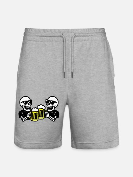 Skeleton Party Beer Team - Stanley/Stella Trainer Unisex Organic Jogging Shorts - heather grey