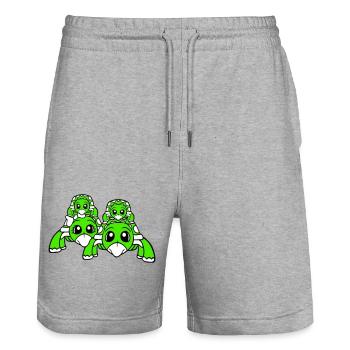 2 Schildkröten Kinder Familie Mama Papa Mom Dad - Stanley/Stella Unisex Bio Joggingshorts Trainer  - Grau meliert - Vorne - Nik (191cm) & Marisol (170cm)