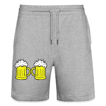 Verre à bière grillé - Short de jogging bio TRAINER Stanley/Stella unisexe - gris chiné - Devant - Nik (191cm) & Marisol (170cm)