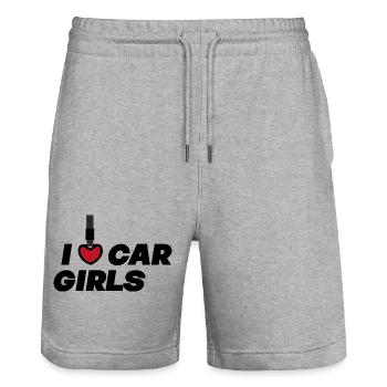 I love car girls / Auto Tuning Designs - Stanley/Stella Trainer Unisex Organic Jogging Shorts - heather grey - Front - Nik (191cm) & Marisol (170cm)