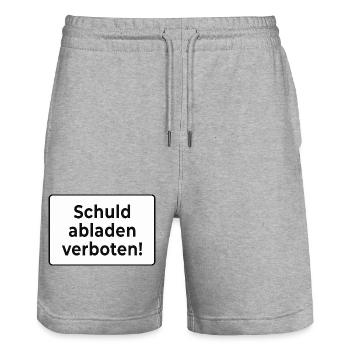 Schuld abladen verboten - Stanley/Stella Unisex Bio Joggingshorts Trainer  - Grau meliert - Vorne - Nik (191cm) & Marisol (170cm)