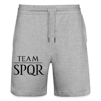 Équipe SPQR logo vecteur foncé - Short de jogging bio TRAINER Stanley/Stella unisexe - gris chiné - Devant - Nik (191cm) & Marisol (170cm)