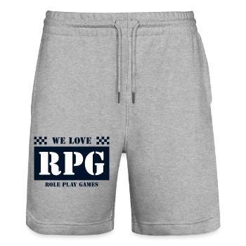We love epic role play games - Stanley/Stella Trainer Unisex Organic Jogging Shorts - heather grey - Front - Nik (191cm) & Marisol (170cm)