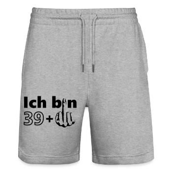 ich bin 39 + - Stanley/Stella Unisex Bio Joggingshorts Trainer  - Grau meliert - Vorne - Nik (191cm) & Marisol (170cm)