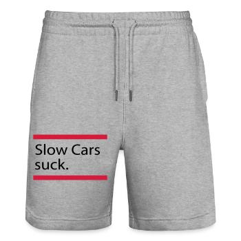 2541614 125408996 car - Stanley/Stella Trainer Unisex Organic Jogging Shorts - heather grey - Front - Nik (191cm) & Marisol (170cm)