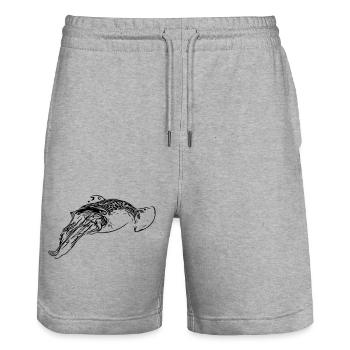 Sepie - Stanley/Stella Unisex Bio Joggingshorts Trainer  - Grau meliert - Vorne - Nik (191cm) & Marisol (170cm)
