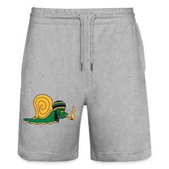 kiffer kiffen drogues conjointes fumer jamaica raggae - Short de jogging bio TRAINER Stanley/Stella unisexe - gris chiné - Devant - Nik (191cm) & Marisol (170cm)