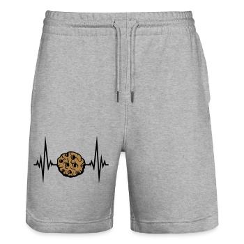 herzschlag frequenz puls cookie keks schoko lecker - Stanley/Stella Unisex Bio Joggingshorts Trainer  - Grau meliert - Vorne - Nik (191cm) & Marisol (170cm)