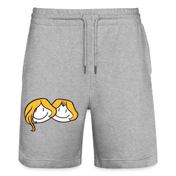 schwestern kopf gesicht freundin 2 freunde team ge - Stanley/Stella Unisex Bio Joggingshorts Trainer  - Grau meliert - Vorne - Nik (191cm) & Marisol (170cm)