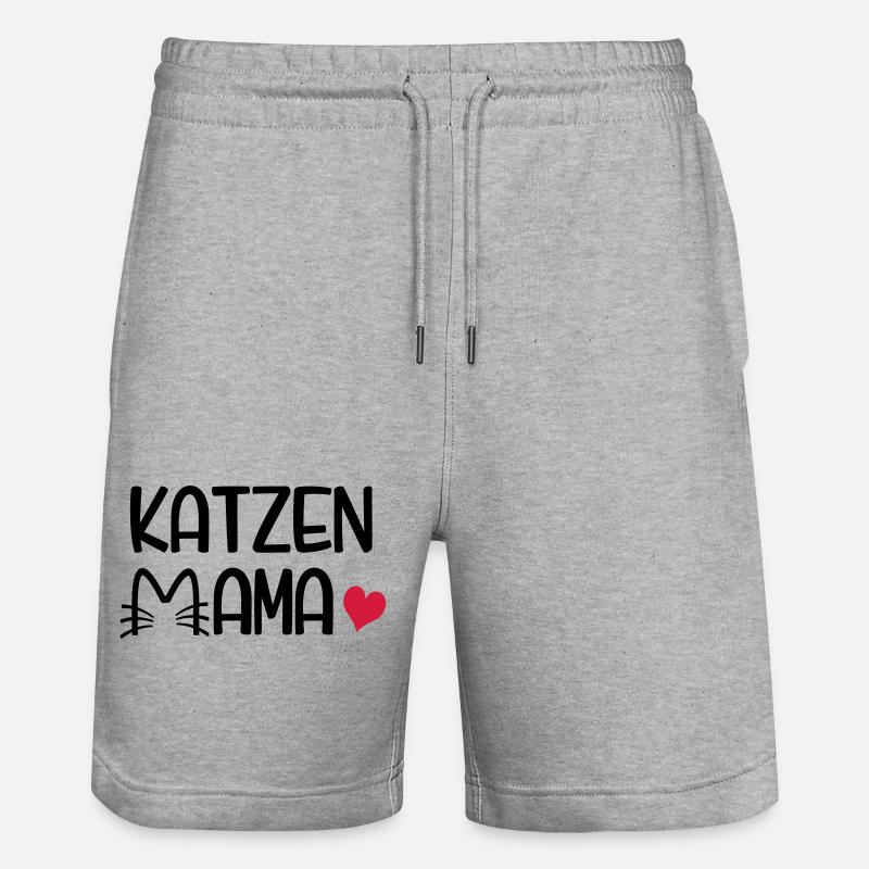 Katzen Mama - Stanley/Stella Unisex Bio Joggingshorts Trainer  - Grau meliert