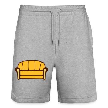 Couch - Stanley/Stella Trainer Unisex Organic Jogging Shorts - heather grey - Front - Nik (191cm) & Marisol (170cm)