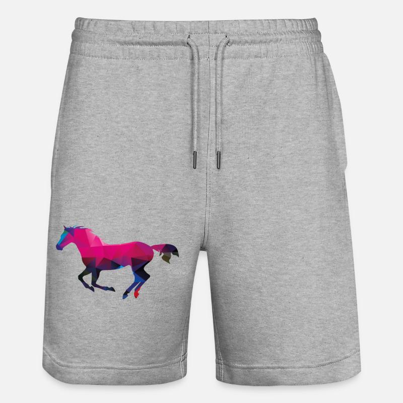 Cheval Low Poly Animaux - Short de jogging bio TRAINER Stanley/Stella unisexe - gris chiné