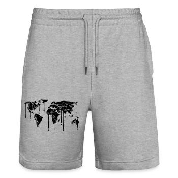graffiti gouttes gratter terre globe carte fissures p - Short de jogging bio TRAINER Stanley/Stella unisexe - gris chiné - Devant - Nik (191cm) & Marisol (170cm)