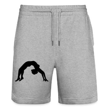 pont étage remise en forme spagat gymnastique femme yoga s - Short de jogging bio TRAINER Stanley/Stella unisexe - gris chiné - Devant - Nik (191cm) & Marisol (170cm)