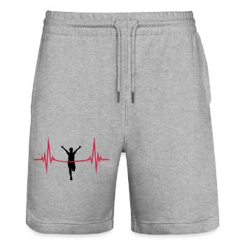 Puls battements de coeur fréquence cibler la bande rouge - Short de jogging bio TRAINER Stanley/Stella unisexe - gris chiné - Devant - Nik (191cm) & Marisol (170cm)
