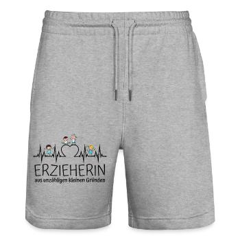 Erzieherin aus unzähligen kleinen Gründen - Stanley/Stella Unisex Bio Joggingshorts Trainer  - Grau meliert - Vorne - Nik (191cm) & Marisol (170cm)