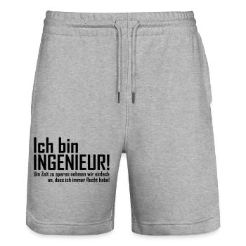 ingenieur - Stanley/Stella Unisex Bio Joggingshorts Trainer  - Grau meliert - Vorne - Nik (191cm) & Marisol (170cm)