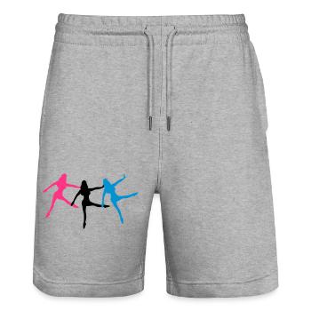 3 danseurs de ballet femme silhouette - Short de jogging bio TRAINER Stanley/Stella unisexe - gris chiné - Devant - Nik (191cm) & Marisol (170cm)