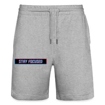 stay focused 3d blurred logo red bar of the - Stanley/Stella Trainer Unisex Organic Jogging Shorts - heather grey - Front - Nik (191cm) & Marisol (170cm)