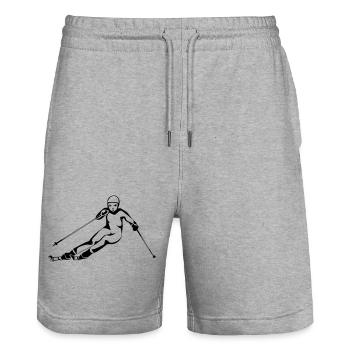Vacances d'hiver de ski alpin course femme - Short de jogging bio TRAINER Stanley/Stella unisexe - gris chiné - Devant - Nik (191cm) & Marisol (170cm)