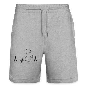Contour du pouls par battement de coeur de fréquence pour chien assis ECG - Short de jogging bio TRAINER Stanley/Stella unisexe - gris chiné - Devant - Nik (191cm) & Marisol (170cm)