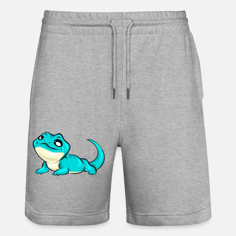Lézard doux cadeau bleu turquoise - Short de jogging bio TRAINER Stanley/Stella unisexe - gris chiné