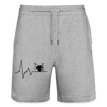 heartbeat drums - Stanley/Stella Trainer Unisex Organic Jogging Shorts - heather grey - Front - Nik (191cm) & Marisol (170cm)