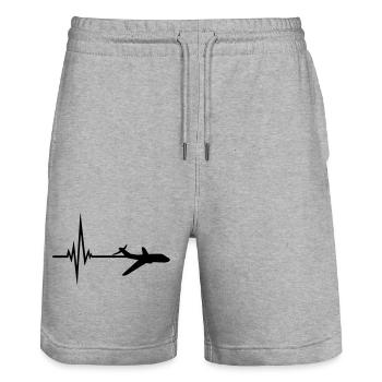 logo impulsion fréquence battement de coeur ligne - Short de jogging bio TRAINER Stanley/Stella unisexe - gris chiné - Devant - Nik (191cm) & Marisol (170cm)