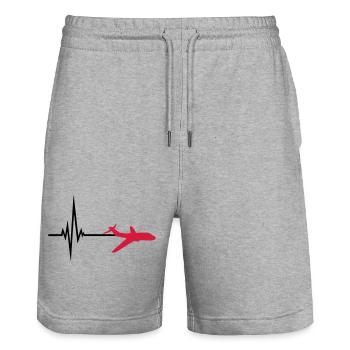 logo impulsion fréquence battement de coeur ligne - Short de jogging bio TRAINER Stanley/Stella unisexe - gris chiné - Devant - Nik (191cm) & Marisol (170cm)