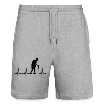 Opa Herzschlag EKG - Stanley/Stella Unisex Bio Joggingshorts Trainer  - Grau meliert - Vorne - Nik (191cm) & Marisol (170cm)