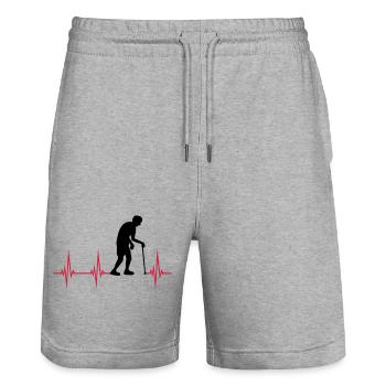 Herzschlag EKG Opa - Stanley/Stella Unisex Bio Joggingshorts Trainer  - Grau meliert - Vorne - Nik (191cm) & Marisol (170cm)