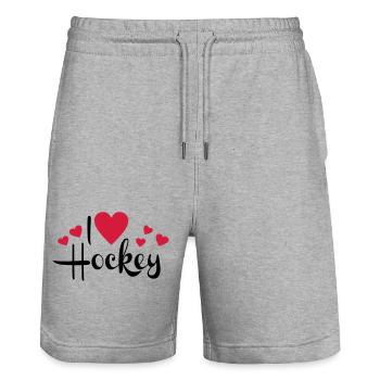 J'adore le hockey - Short de jogging bio TRAINER Stanley/Stella unisexe - gris chiné - Devant - Nik (191cm) & Marisol (170cm)