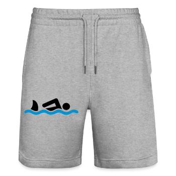 nager avec le requin - Short de jogging bio TRAINER Stanley/Stella unisexe - gris chiné - Devant - Nik (191cm) & Marisol (170cm)