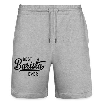 Meilleur barista de tous les temps - Short de jogging bio TRAINER Stanley/Stella unisexe - gris chiné - Devant - Nik (191cm) & Marisol (170cm)
