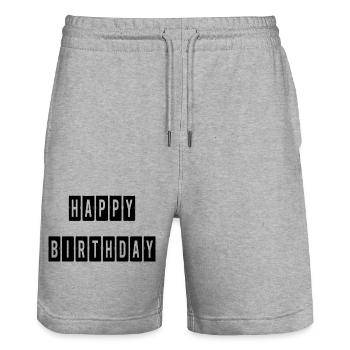 ALLES GUTE ZUM GEBURTSTAG. ALLES GUTE ZUM GEBURTSTAG. JAHRESTAG. - Stanley/Stella Unisex Bio Joggingshorts Trainer  - Grau meliert - Vorne - Nik (191cm) & Marisol (170cm)