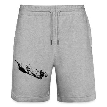 Moto Cross Dirt Bike - Stanley/Stella Trainer Unisex Organic Jogging Shorts - heather grey - Front - Nik (191cm) & Marisol (170cm)