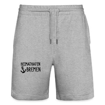 Heimathafen Bremen - Stanley/Stella Unisex Bio Joggingshorts Trainer  - Grau meliert - Vorne - Nik (191cm) & Marisol (170cm)