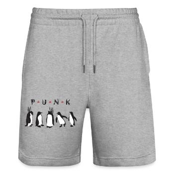 Punk Penguins - Stanley/Stella Unisex Bio Joggingshorts Trainer  - Grau meliert - Vorne - Nik (191cm) & Marisol (170cm)
