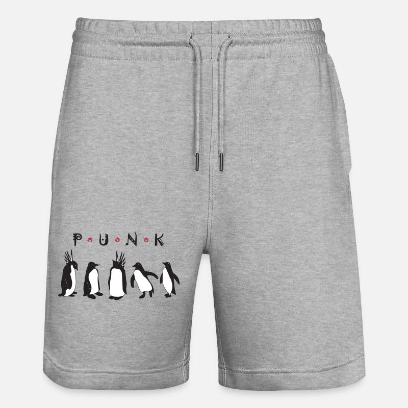 Punk Penguins - Stanley/Stella Unisex Bio Joggingshorts Trainer  - Grau meliert