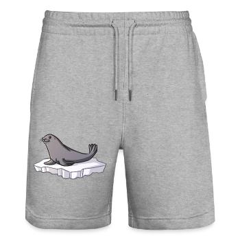 Niedliche Robben Kindergeschenke Arktische Tiere - Stanley/Stella Unisex Bio Joggingshorts Trainer  - Grau meliert - Vorne - Nik (191cm) & Marisol (170cm)