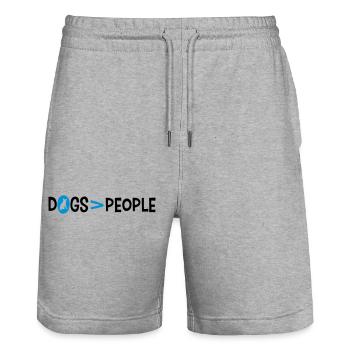 Logo Dogs People - Stanley/Stella Trainer Unisex Organic Jogging Shorts - heather grey - Front - Nik (191cm) & Marisol (170cm)